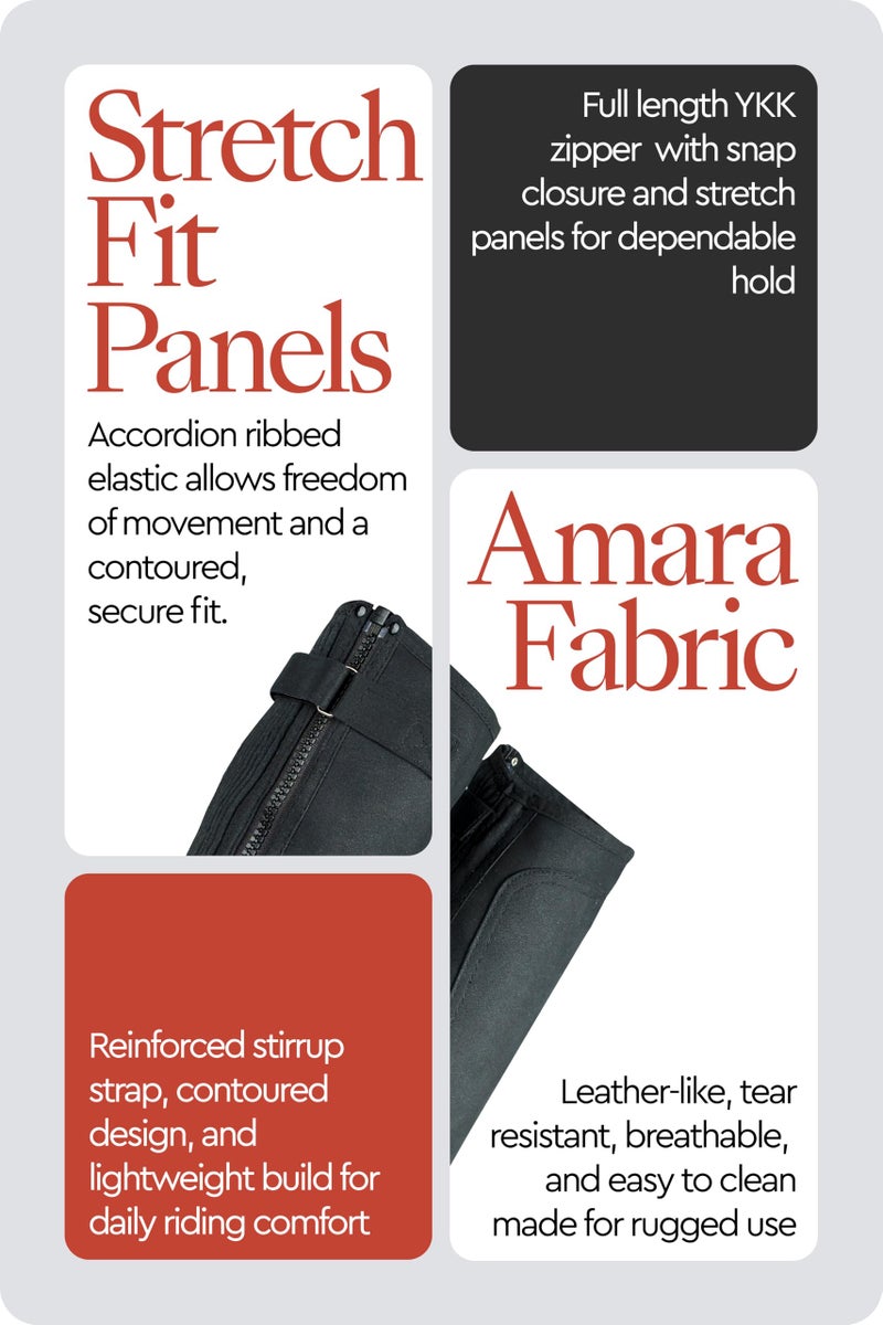 HORZE Amara Adult Equestrian Half Chaps | Synthetic Leather Zip-Up Pair | Accurate Size Chart in Images - Black - L - Image 5